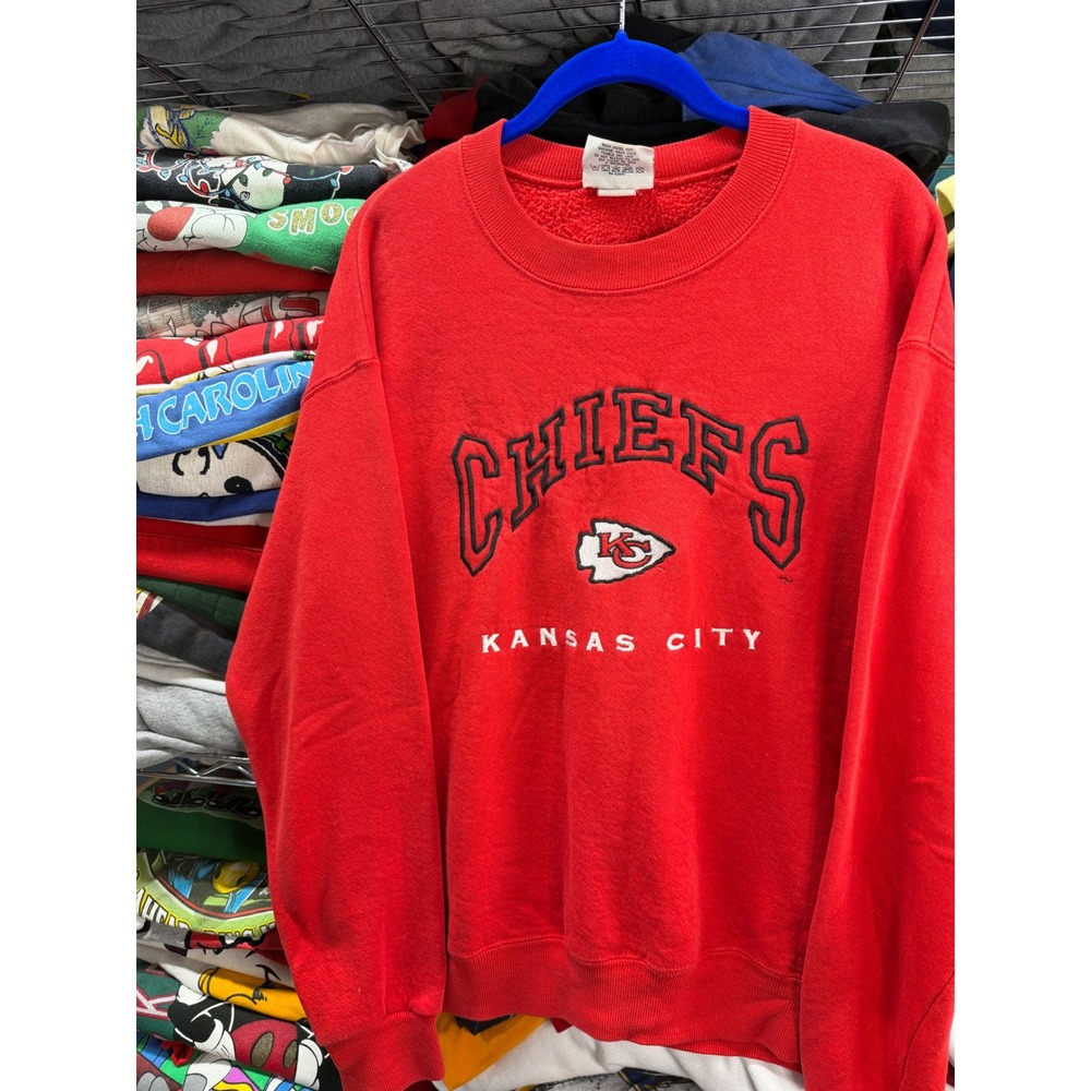 Vintage Lee Sport Kansas City Chiefs Sweatshirt Mens Medium Red Made in USA 6935